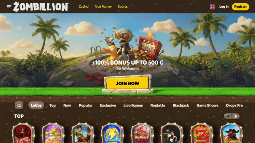 homepage van nederlandse online casino aanbieder zombillion